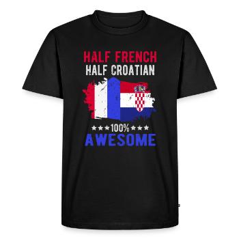 Moitié Français moitié croate - T-shirt Premium bio Homme - noir - Devant - Nico (187cm)