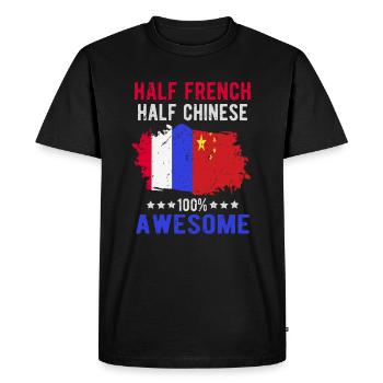 Moitié Français moitié chinois - T-shirt Premium bio Homme - noir - Devant - Nico (187cm)
