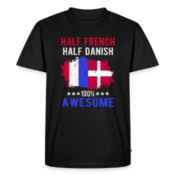 Moitié Français Moitié Danois - T-shirt Premium bio Homme - noir - Devant - Nico (187cm)