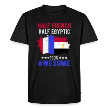 Moitié Français moitié égyptien - T-shirt Premium bio Homme - noir - Devant - Nico (187cm)