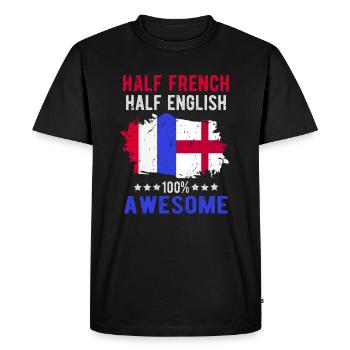 Moitié Français moitié anglais - T-shirt Premium bio Homme - noir - Devant - Nico (187cm)