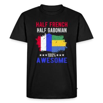 Moitié Français moitié gabonais - T-shirt Premium bio Homme - noir - Devant - Nico (187cm)