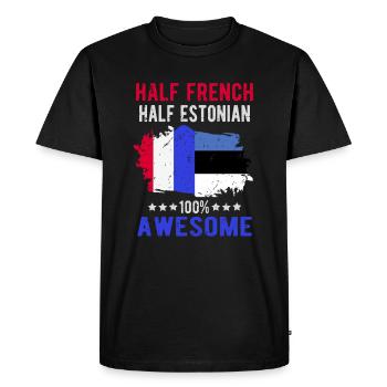 Moitié Français moitié estonien - T-shirt Premium bio Homme - noir - Devant - Nico (187cm)