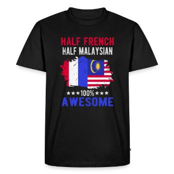 Moitié Français moitié malaisien - T-shirt Premium bio Homme - noir - Devant - Nico (187cm)