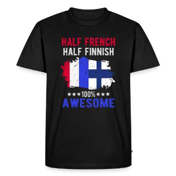 Moitié Français moitié finnois - T-shirt Premium bio Homme - noir - Devant - Nico (187cm)