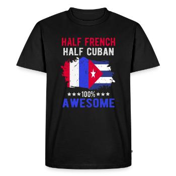 Moitié Français moitié cubain - T-shirt Premium bio Homme - noir - Devant - Nico (187cm)