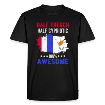 Moitié Français moitié chypriote - T-shirt Premium bio Homme - noir - Devant - Nico (187cm)