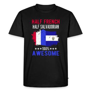 Moitié Français moitié salvadorien - T-shirt Premium bio Homme - noir - Devant - Nico (187cm)