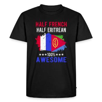 Moitié Français moitié érythréen - T-shirt Premium bio Homme - noir - Devant - Nico (187cm)