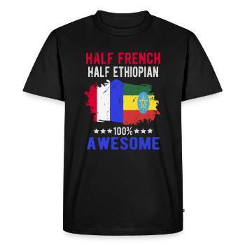 Moitié Français moitié éthiopien - T-shirt Premium bio Homme - noir - Devant - Nico (187cm)