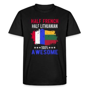 Moitié Français moitié lituanien - T-shirt Premium bio Homme - noir - Devant - Nico (187cm)