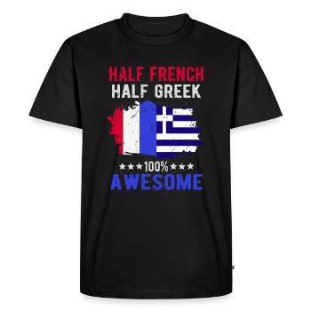 Moitié Français moitié grec - T-shirt Premium bio Homme - noir - Devant - Nico (187cm)