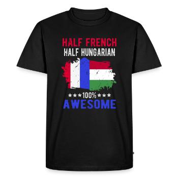 Moitié Français moitié hongrois - T-shirt Premium bio Homme - noir - Devant - Nico (187cm)