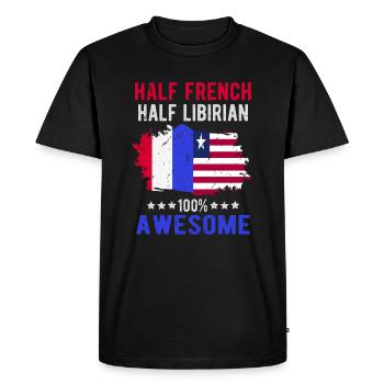 Moitié Français moitié libyen - T-shirt Premium bio Homme - noir - Devant - Nico (187cm)