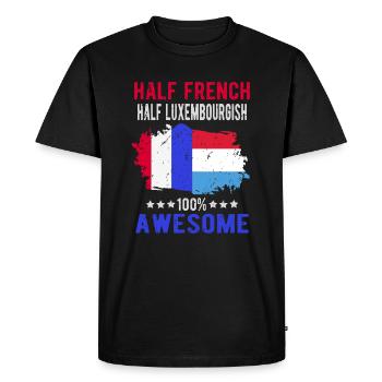 Moitié Français moitié Luxembourgeois - T-shirt Premium bio Homme - noir - Devant - Nico (187cm)