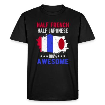 Moitié Français moitié japonais - T-shirt Premium bio Homme - noir - Devant - Nico (187cm)