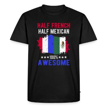 Moitié Français moitié mexicain - T-shirt Premium bio Homme - noir - Devant - Nico (187cm)
