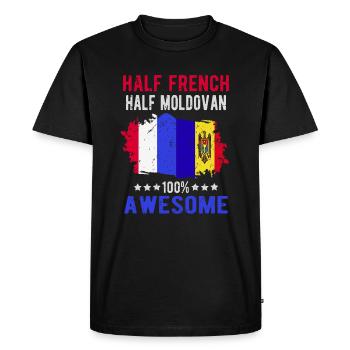 Moitié Français moitié moldave - T-shirt Premium bio Homme - noir - Devant - Nico (187cm)