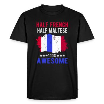 Moitié Français Moitié Mateser - T-shirt Premium bio Homme - noir - Devant - Nico (187cm)