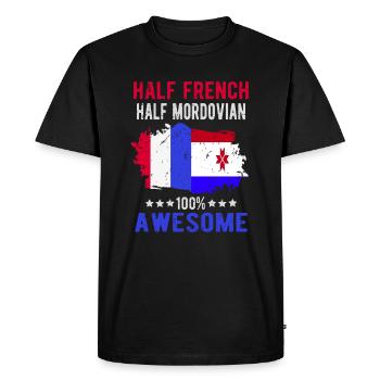 Moitié Français moitié Mordwinen - T-shirt Premium bio Homme - noir - Devant - Nico (187cm)
