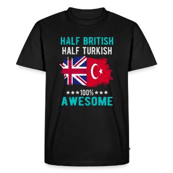 Half British Half Turk - Men's Premium Organic T-Shirt - black - Front - Nico (187cm)
