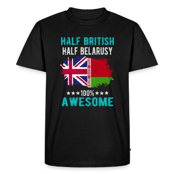 Half British Half Belarusian - Men's Premium Organic T-Shirt - black - Front - Nico (187cm)