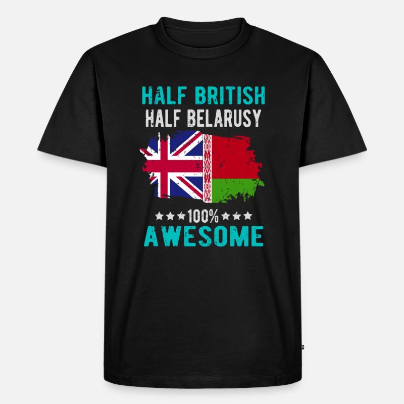 Halb Brite Halb Belarusse - Männer Premium Bio T-Shirt - Schwarz