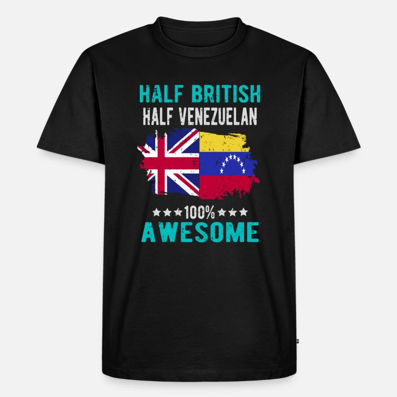 Halb Brite Halb Venezolaner - Männer Premium Bio T-Shirt - Schwarz