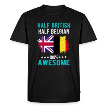 Moitié britannique moitié belge - T-shirt Premium bio Homme - noir - Devant - Nico (187cm)