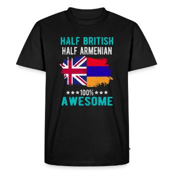 Moitié britannique moitié arménienne - T-shirt Premium bio Homme - noir - Devant - Nico (187cm)