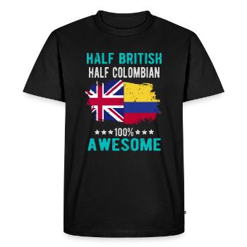 Moitié britannique moitié colombien - T-shirt Premium bio Homme - noir - Devant - Nico (187cm)