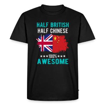 Moitié britannique moitié chinois - T-shirt Premium bio Homme - noir - Devant - Nico (187cm)
