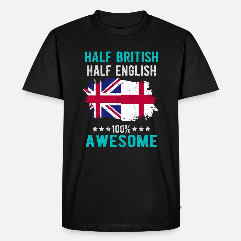 Halb Brite Halb Engländer - Männer Premium Bio T-Shirt - Schwarz