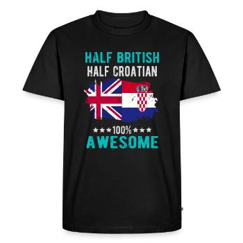 Half British Half Croat - Men's Premium Organic T-Shirt - black - Front - Nico (187cm)