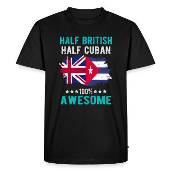 Half British Half Cuban - Men's Premium Organic T-Shirt - black - Front - Nico (187cm)