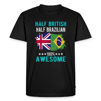 Moitié britannique moitié brésilien - T-shirt Premium bio Homme - noir - Devant - Nico (187cm)