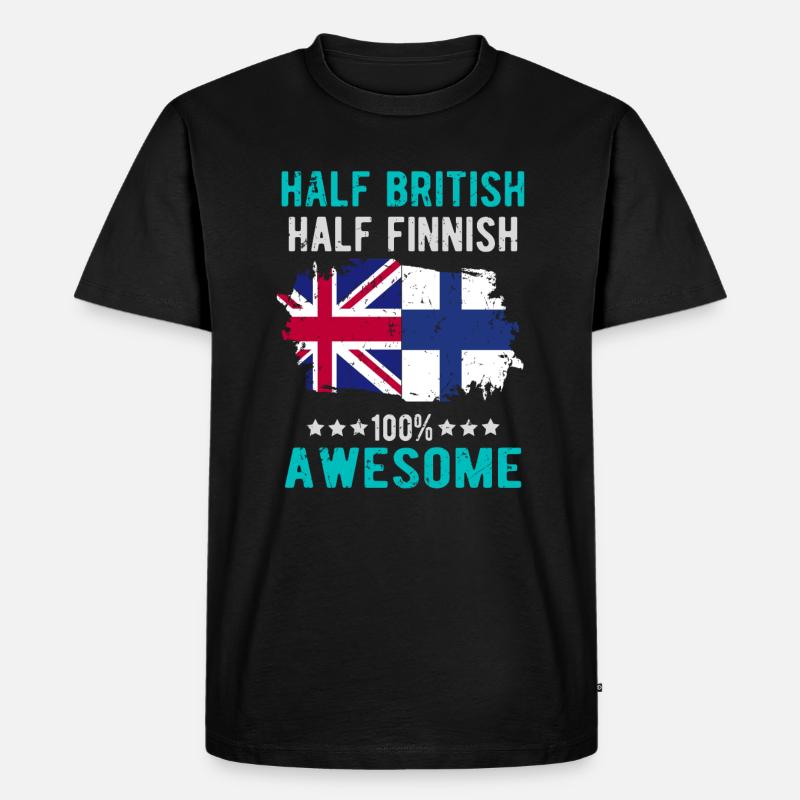 Halb Brite Halb Finne - Männer Premium Bio T-Shirt - Schwarz