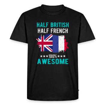 Moitié britannique moitié britannique - T-shirt Premium bio Homme - noir - Devant - Nico (187cm)
