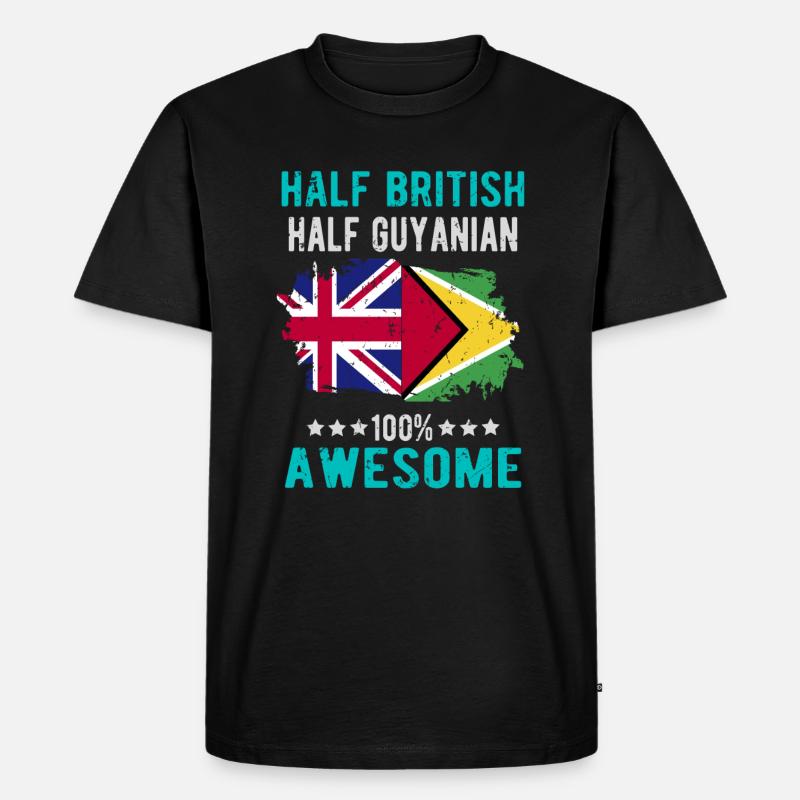 Halb Brite Halb Guyaner - Männer Premium Bio T-Shirt - Schwarz