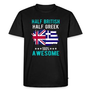 Moitié britannique moitié grecque - T-shirt Premium bio Homme - noir - Devant - Nico (187cm)