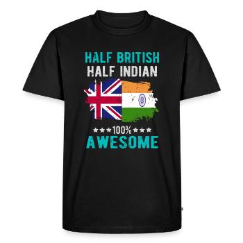 Half British Half Indian - Men's Premium Organic T-Shirt - black - Front - Nico (187cm)