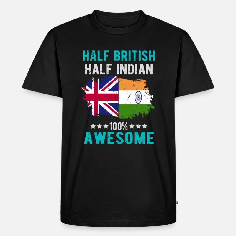 Halb Brite Halb Inder - Männer Premium Bio T-Shirt - Schwarz