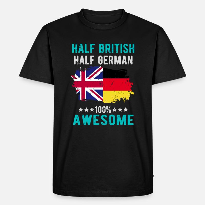 Halb Brite Halb Deutscher - Männer Premium Bio T-Shirt - Schwarz