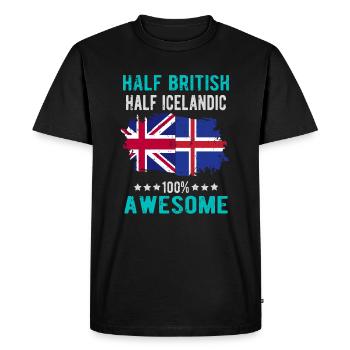 Moitié britannique moitié islandais - T-shirt Premium bio Homme - noir - Devant - Nico (187cm)