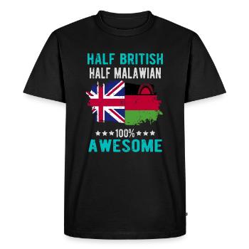 Half British Half Malawi - Men's Premium Organic T-Shirt - black - Front - Nico (187cm)