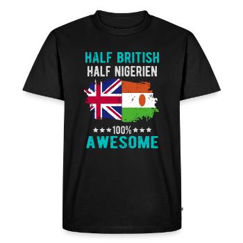 Moitié britannique moitié Nigrer - T-shirt Premium bio Homme - noir - Devant - Nico (187cm)