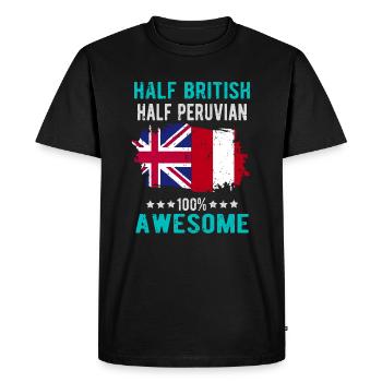 Moitié britannique moitié péruvien - T-shirt Premium bio Homme - noir - Devant - Nico (187cm)