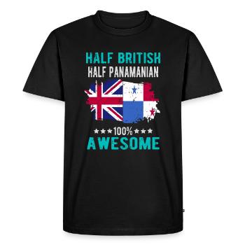 Moitié Britannique Moitié Panama - T-shirt Premium bio Homme - noir - Devant - Nico (187cm)