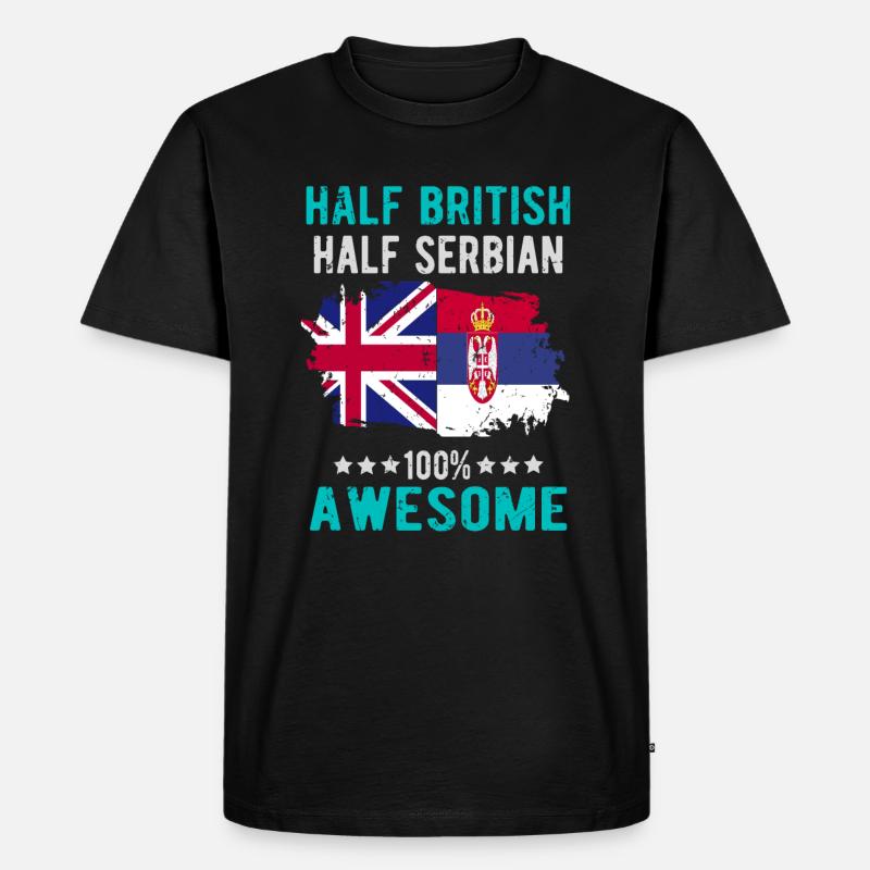 Halb Brite Halb Serbier - Männer Premium Bio T-Shirt - Schwarz