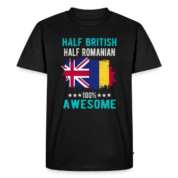 Moitié britannique moitié roumain - T-shirt Premium bio Homme - noir - Devant - Nico (187cm)